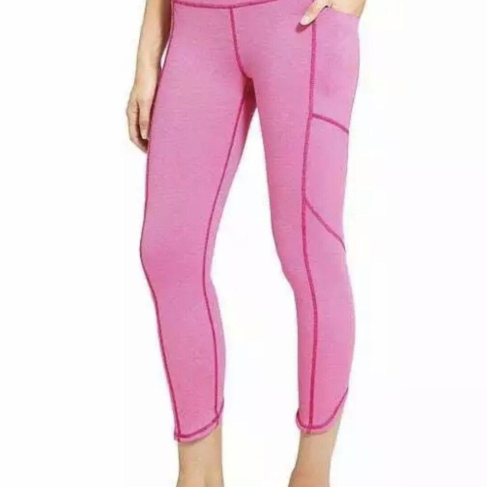ATHLETA High Rise Crop Chaturanga To Town Pixel Pink Legging Side Pockets XS